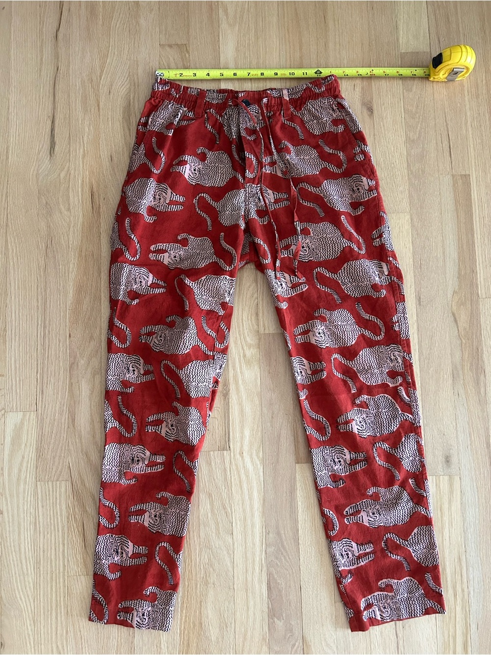 Kardo chino Fit Elastic Drawstring Track Mens Pants small tiger print